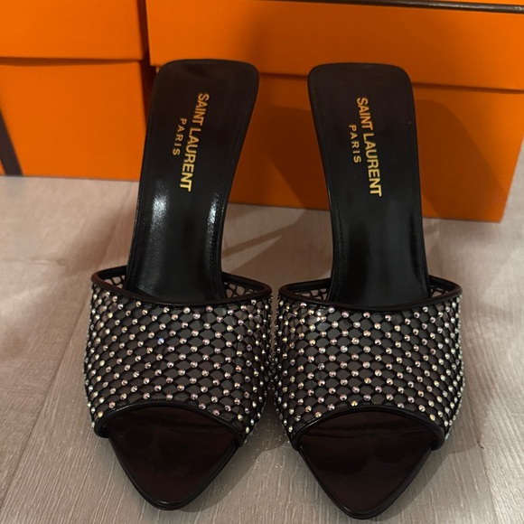 Saint Laurent Black Mules with Silver Studs - Picture 1 of 4